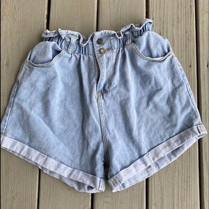 Blue Jean Elastic Waist Shorts